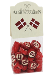 Almuegaarden Nationalflag bolcher - Danske flag (Hvid top) 150 g 